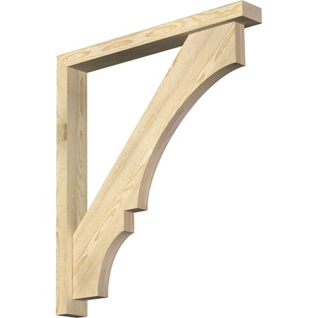 Ekena Millwork Balboa Block Rough Sawn Bracket w/ Offset Brace, Douglas Fir, 4"W x 32"D x 36"H BKT0402X32X36BOA05RDF